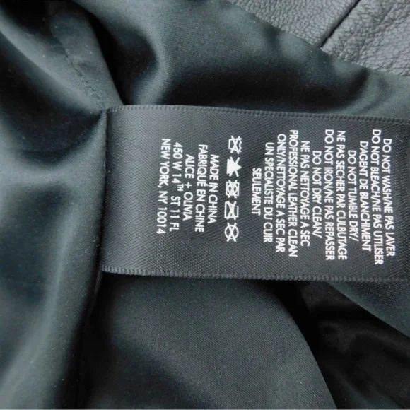 NWOT Alice + Olivia Harvey Black Lamb Leather Women's Jacket - Picture 10 of 11